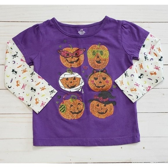 Sparkly Pumpkin Halloween Shirt Girls 24 Months - Picture 1 of 3